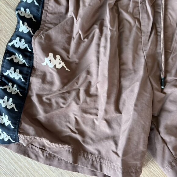Kappa Brown Banda Coney Nylon Active Shorts Removed Liner Large - Picture 2 of 9